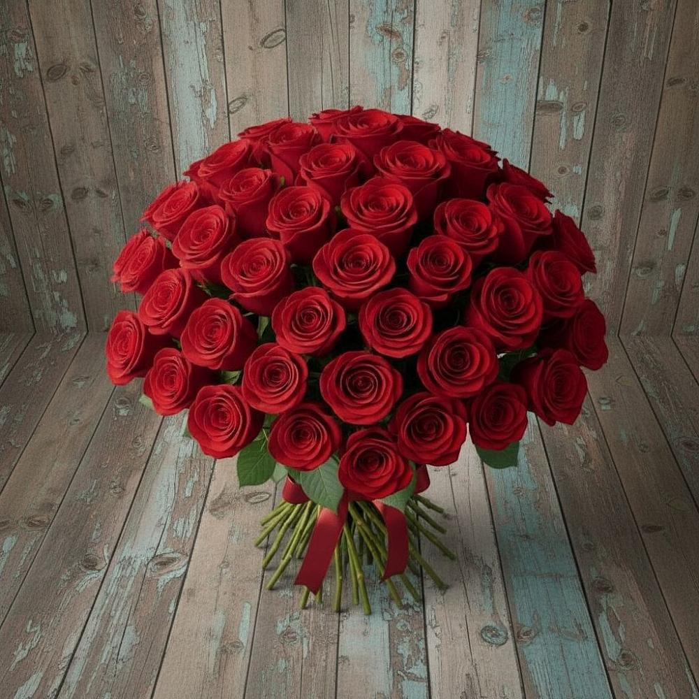 Букет 55 Красных роз Фридом в Поведниках