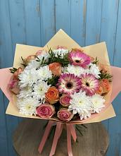 Букет цветов из:  Розы, Герберы и Хризантемы в Поведниках