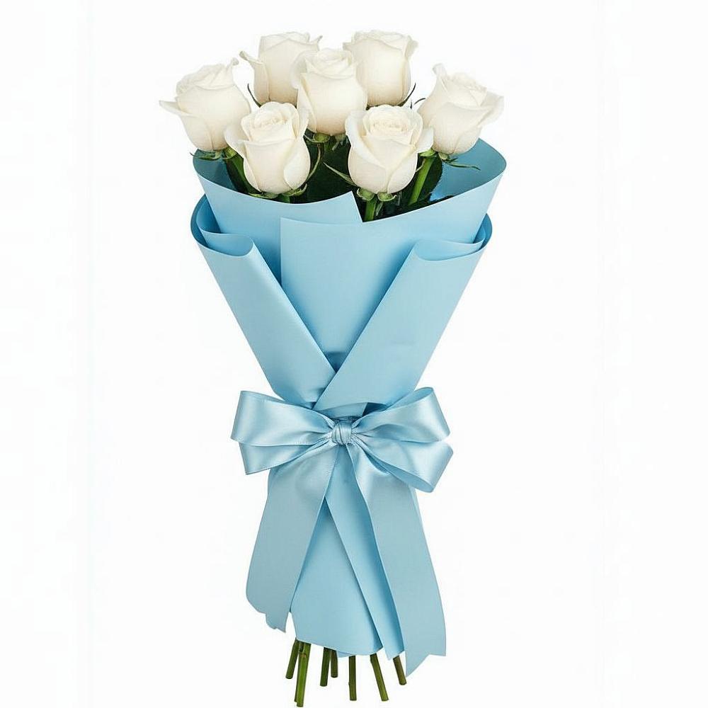 Букет 7 белых роз Проуд в Поведниках