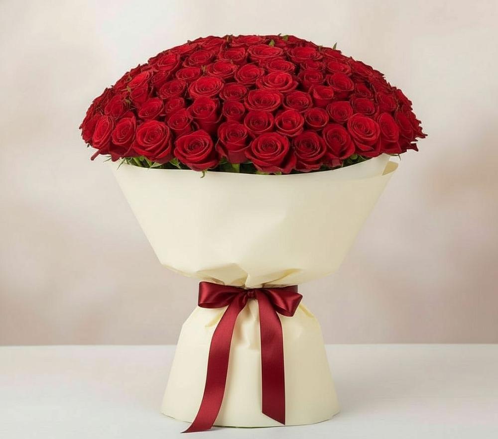 Букет 101 Красная роза Милано в Поведниках