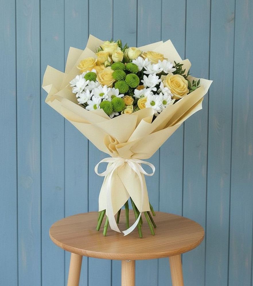 Букет цветов из: Хризантемы и Розы в Поведниках
