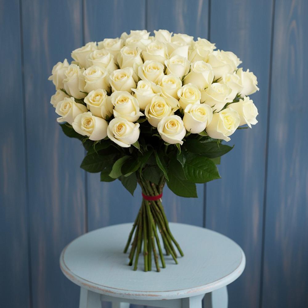 Букет 51 Белая роза Эдлесс Лав в Поведниках