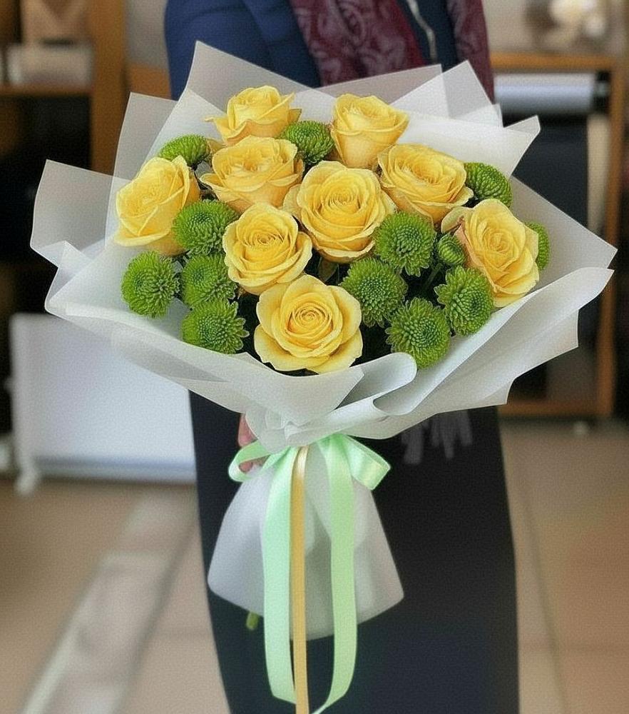 Букет цветов из: Хризантемы и Розы в Поведниках