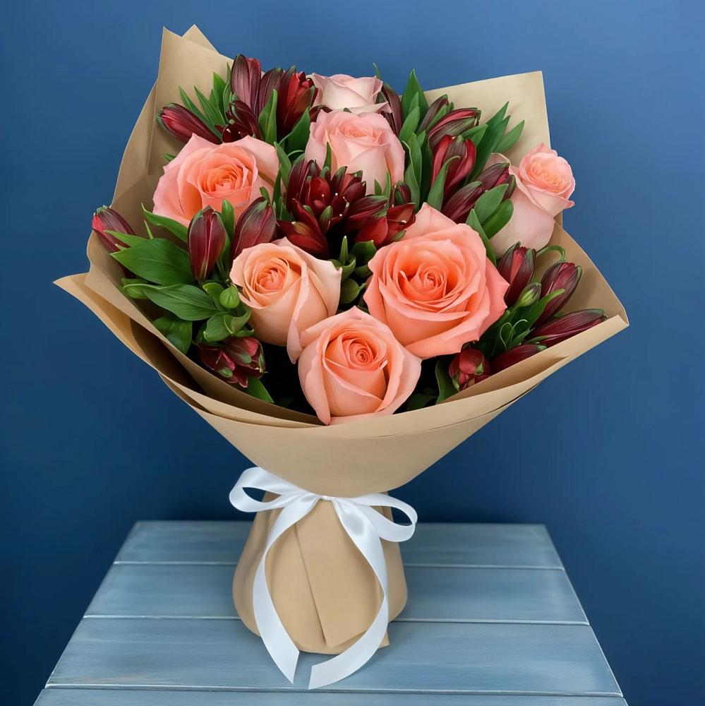 Букет цветов из: Розы и Альстромерии в Поведниках