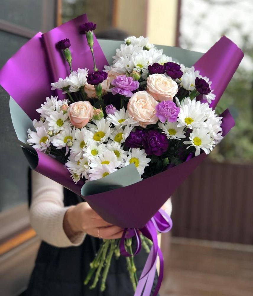 Букет цветов из: Хризантемы, Гвоздики и Розы в Поведниках