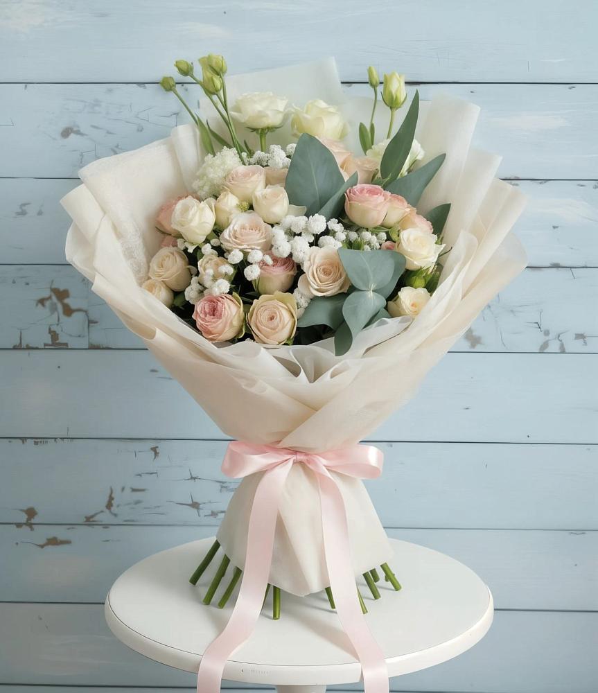 Букет цветов из: Розы и Лизиантусы в Поведниках