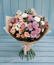 Букет цветов из:  Хризантемы, Розы и Альстромерии в Поведниках