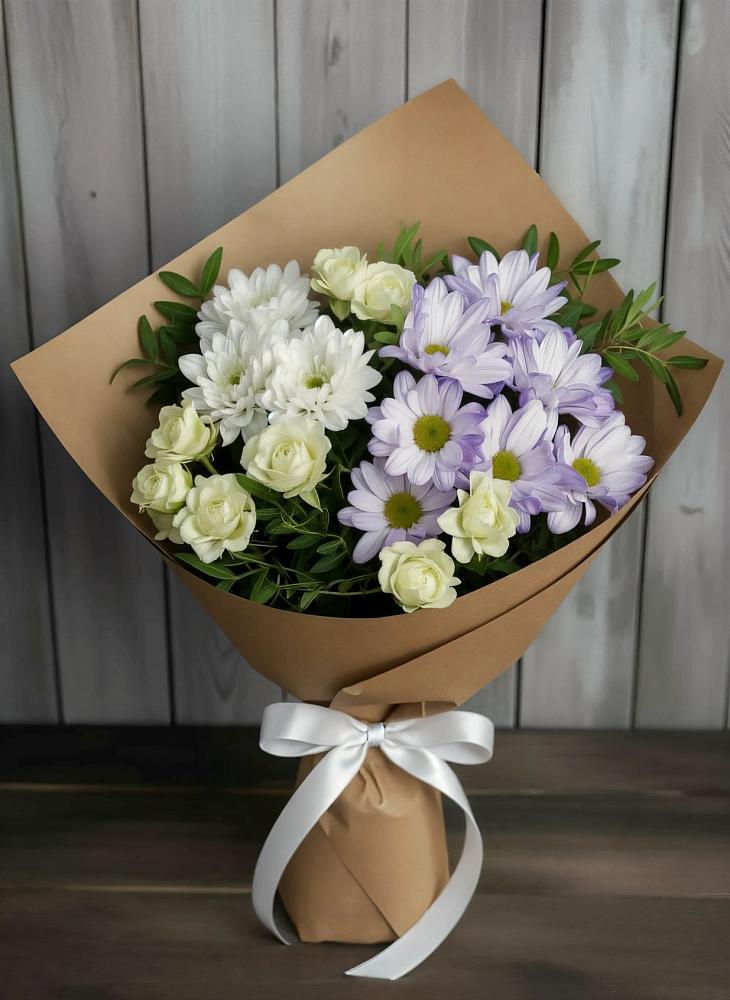 Букет цветов из: Хризантемы и Розы в Поведниках